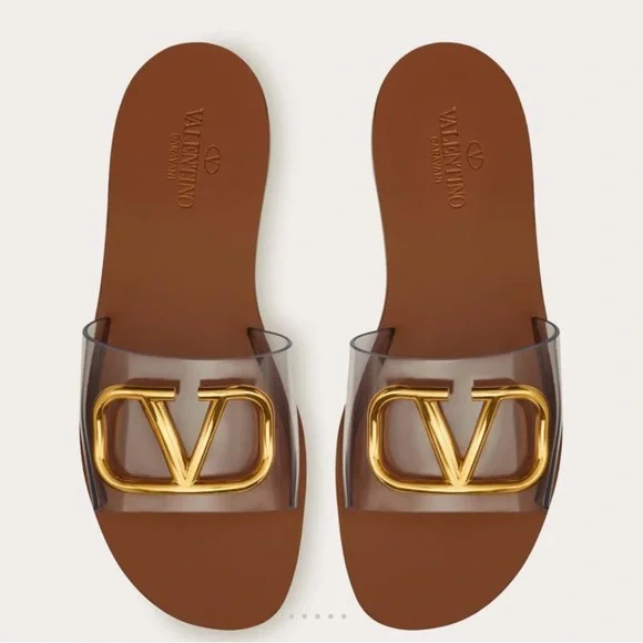 <NWT> Valentino Tan and Gold Women's Sandals - Picture 1 of 4